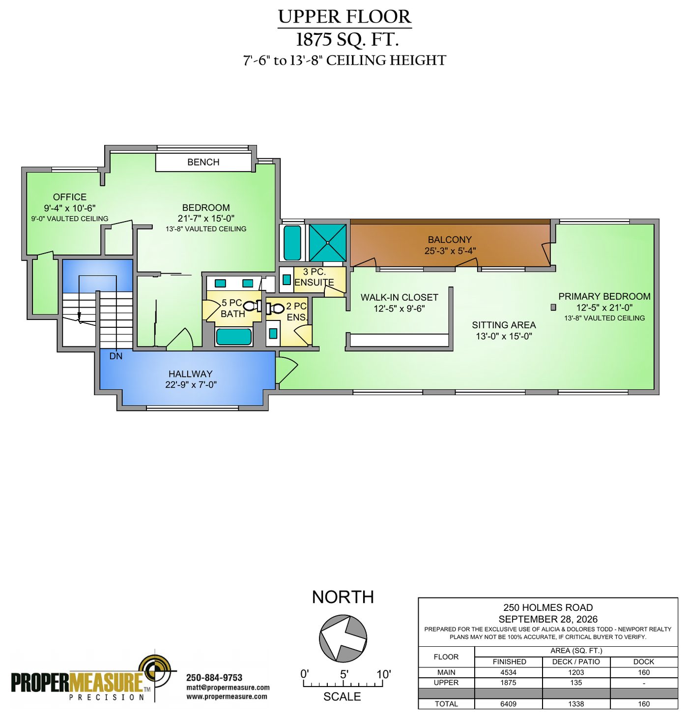 Upper floor plan of BrightWoods, 1,875 square feet, dated September 28, 2026